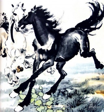 シュ・ベイホン・ジュ・ペオン Painting - 徐北紅馬の古い中国の墨